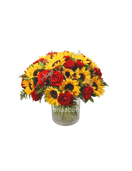 Bouquet di girasole e mix fiori colorati